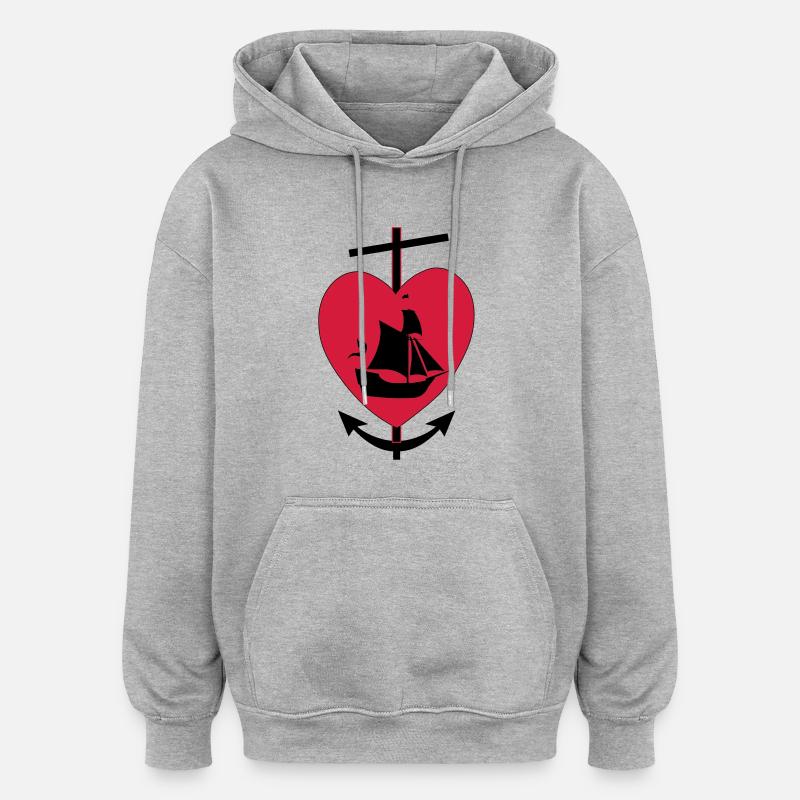 foi, l'espérance, l'amour - Sweat à capuche oversize unisexe - gris chiné