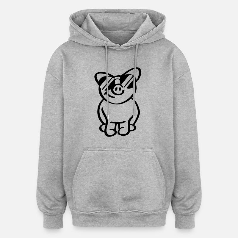 Cool Pig - Sweat à capuche oversize unisexe - gris chiné