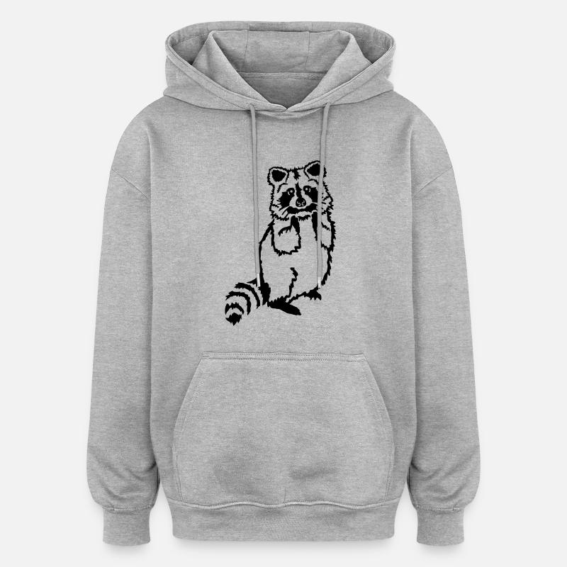 Raton laveur - Sweat à capuche oversize unisexe - gris chiné