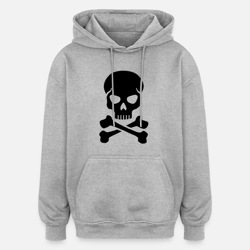 Crâne - Sweat à capuche oversize unisexe - gris chiné