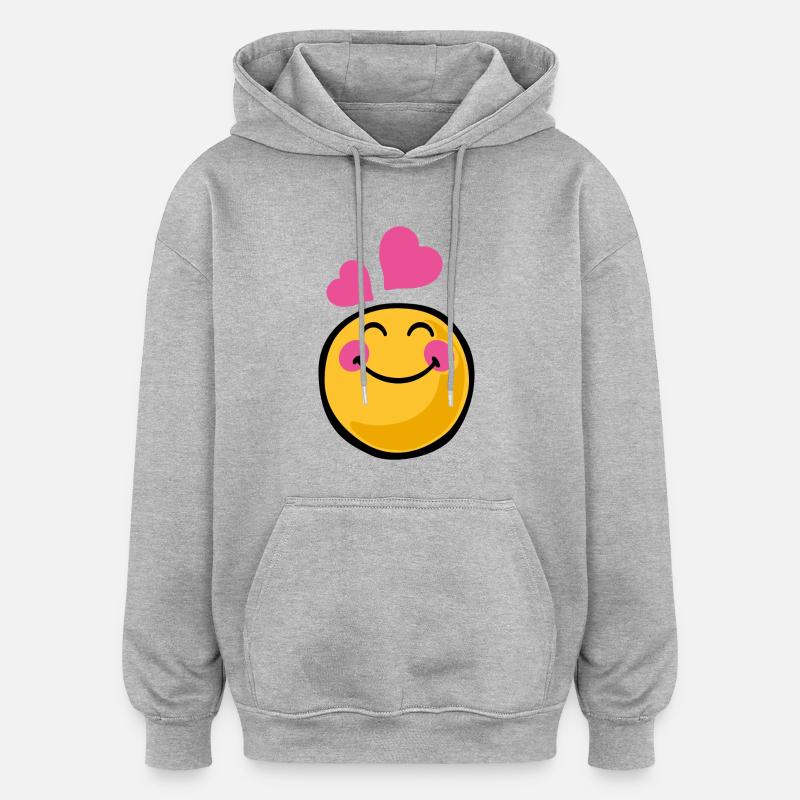 Smiley romantic - Sweat à capuche oversize unisexe - gris chiné