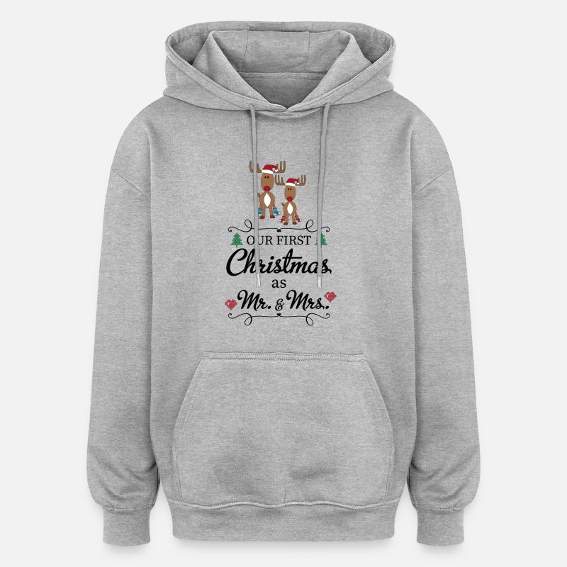 Noël - Sweat à capuche oversize unisexe - gris chiné