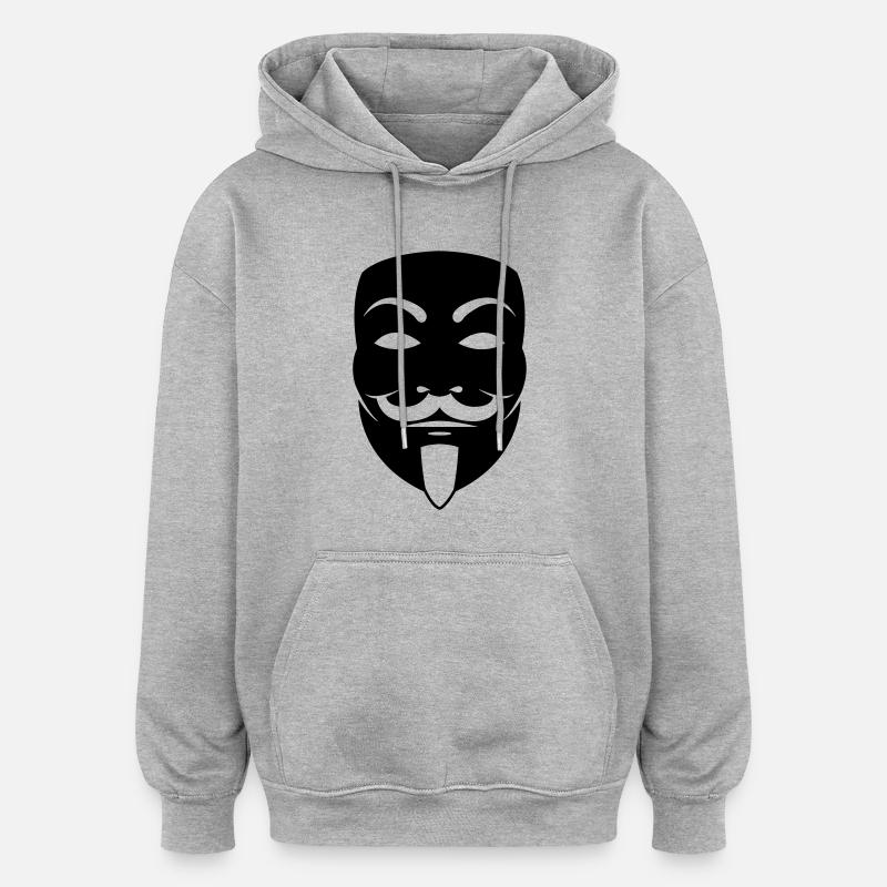 anonymus_maske - Sweat à capuche oversize unisexe - gris chiné