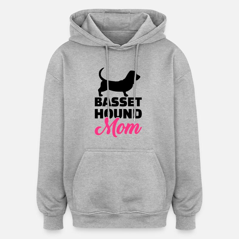 Basset Hound - Sweat à capuche oversize unisexe - gris chiné