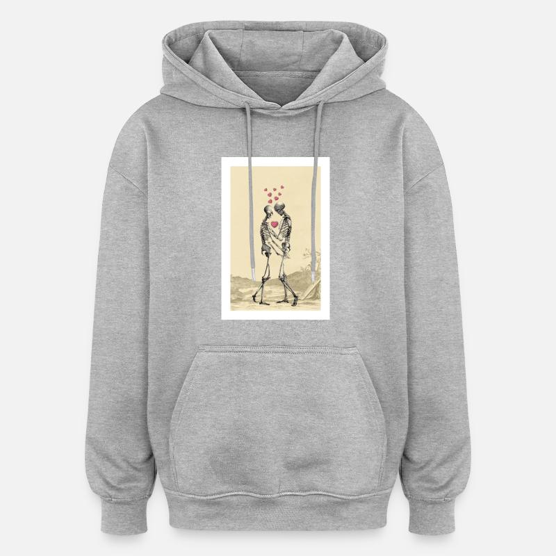 Affiche Amour éternel - Saint-Valentin - Sweat à capuche oversize unisexe - gris chiné
