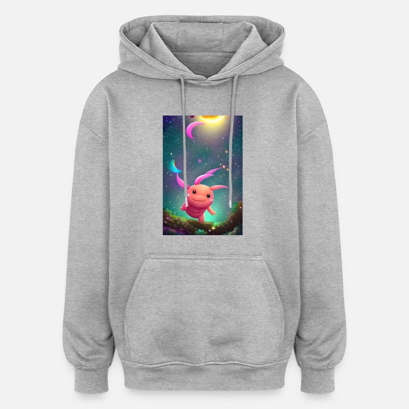 Mignon bébé Axolotl - Sweat à capuche oversize unisexe - gris chiné