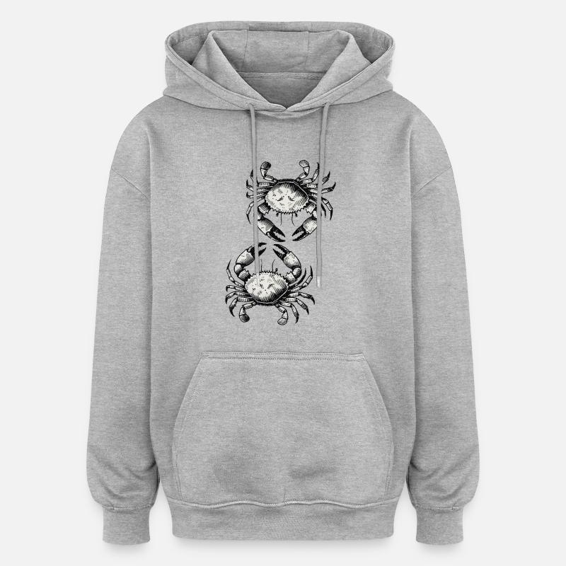 Crabe Crabe - Sweat à capuche oversize unisexe - gris chiné