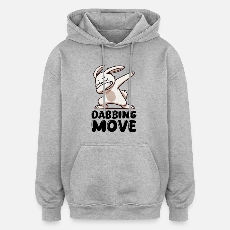 hase rabbit dabbing - Oversized Unisex Hoodie - Grau meliert