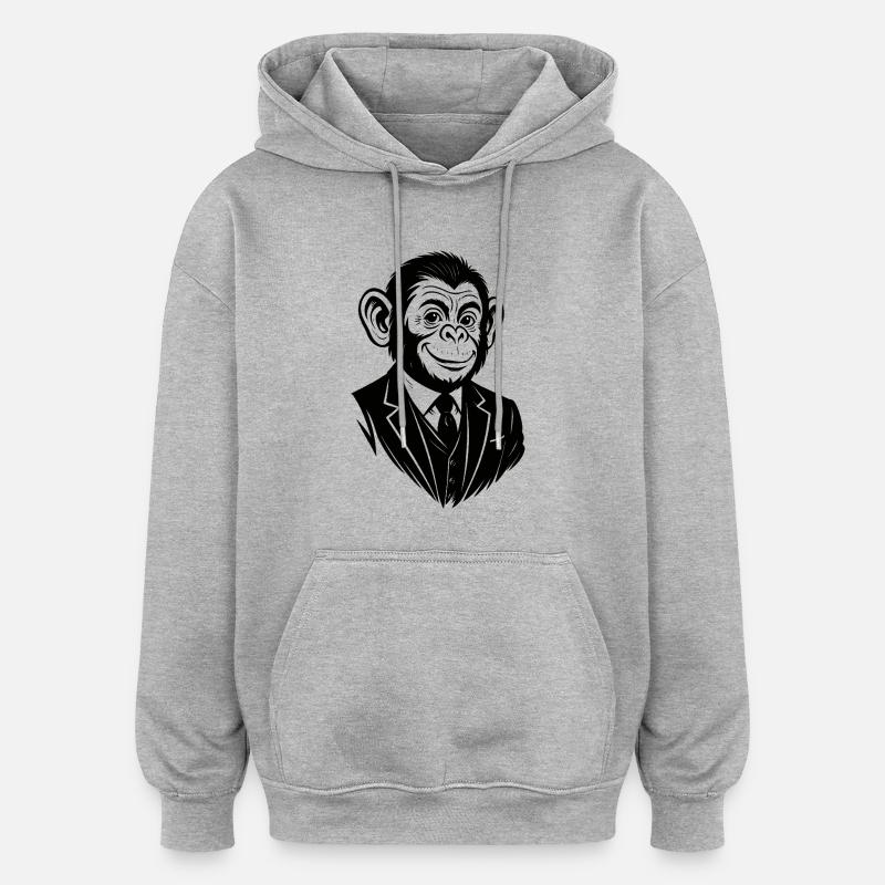 Singe – Ego – Eco - Sweat à capuche oversize unisexe - gris chiné