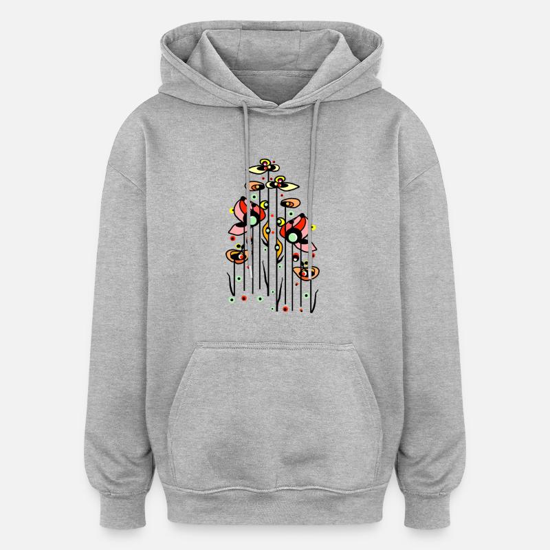 Fleur - Sweat à capuche oversize unisexe - gris chiné