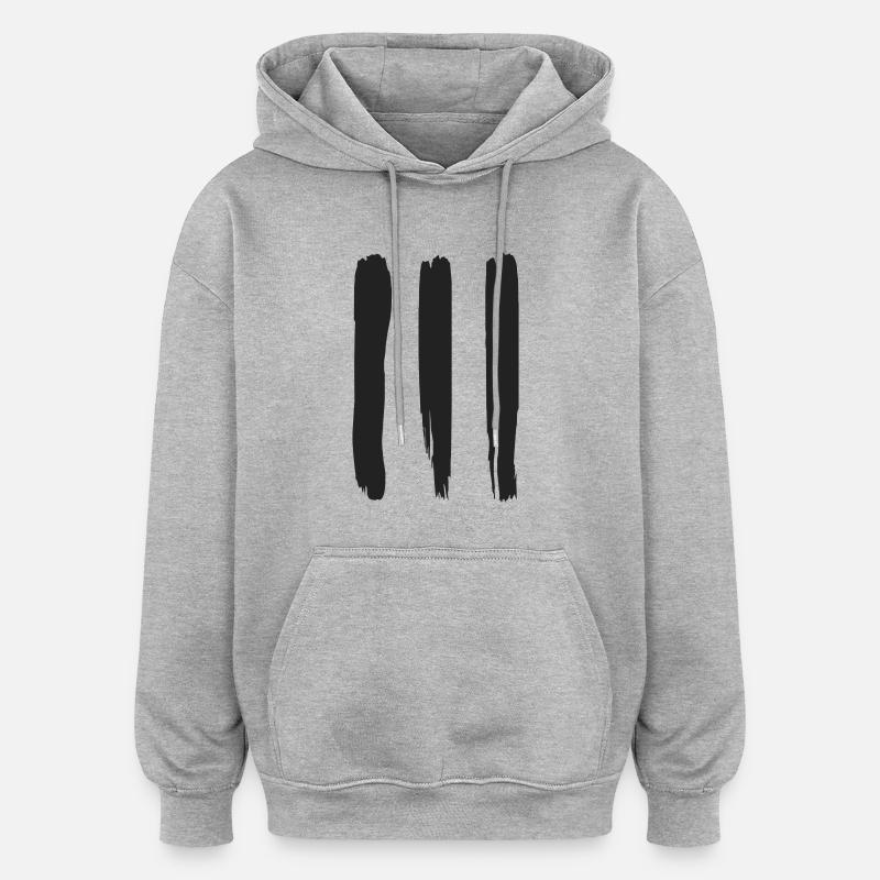 three stripes - Sweat à capuche oversize unisexe - gris chiné