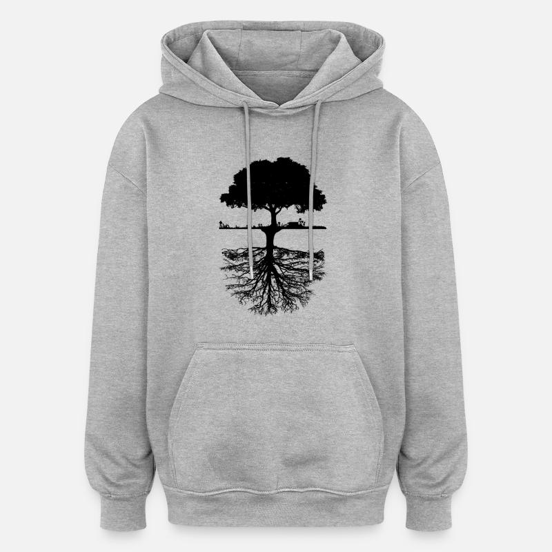 arbre - Sweat à capuche oversize unisexe - gris chiné