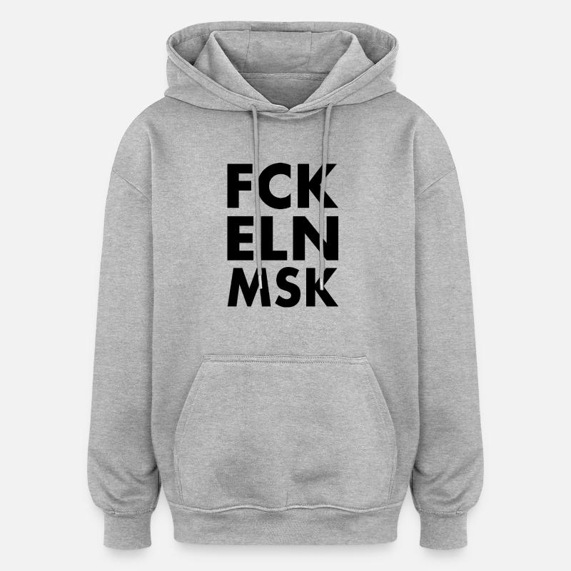 Fck eln msk - Sweat à capuche oversize unisexe - gris chiné