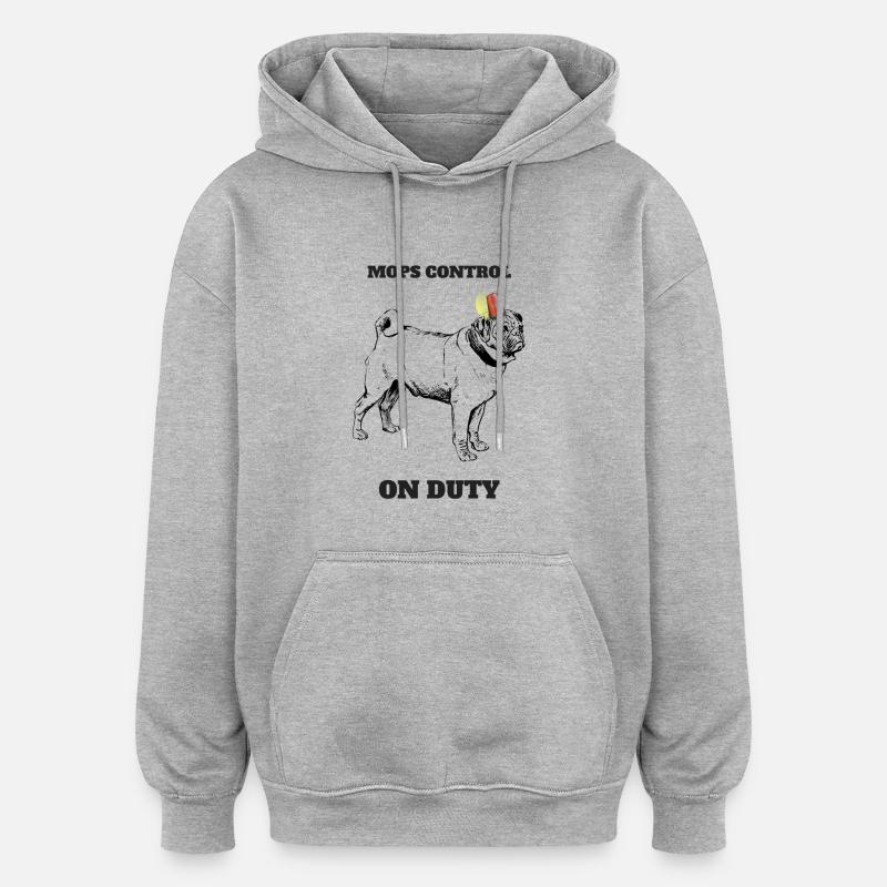 CONTRÔLE MOPS - Sweat à capuche oversize unisexe - gris chiné