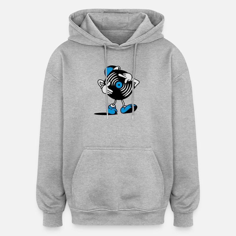 DISQUE VINYLE - Sweat à capuche oversize unisexe - gris chiné