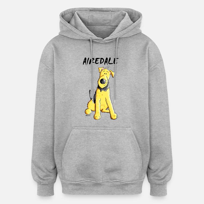 Mignon Airedale Terrier - Sweat à capuche oversize unisexe - gris chiné
