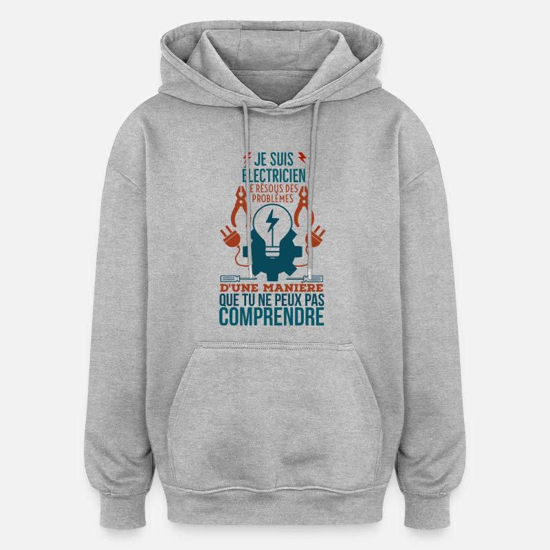 Ich bin ein Elektriker. - Oversized Unisex Hoodie - Grau meliert