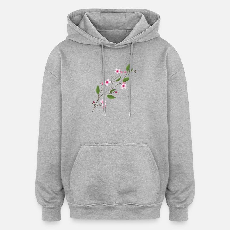 Fleur de cerisier - Sweat à capuche oversize unisexe - gris chiné