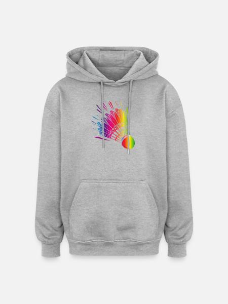 farverig badminton badminton tegning - Oversize unisex hoodie - grå meleret