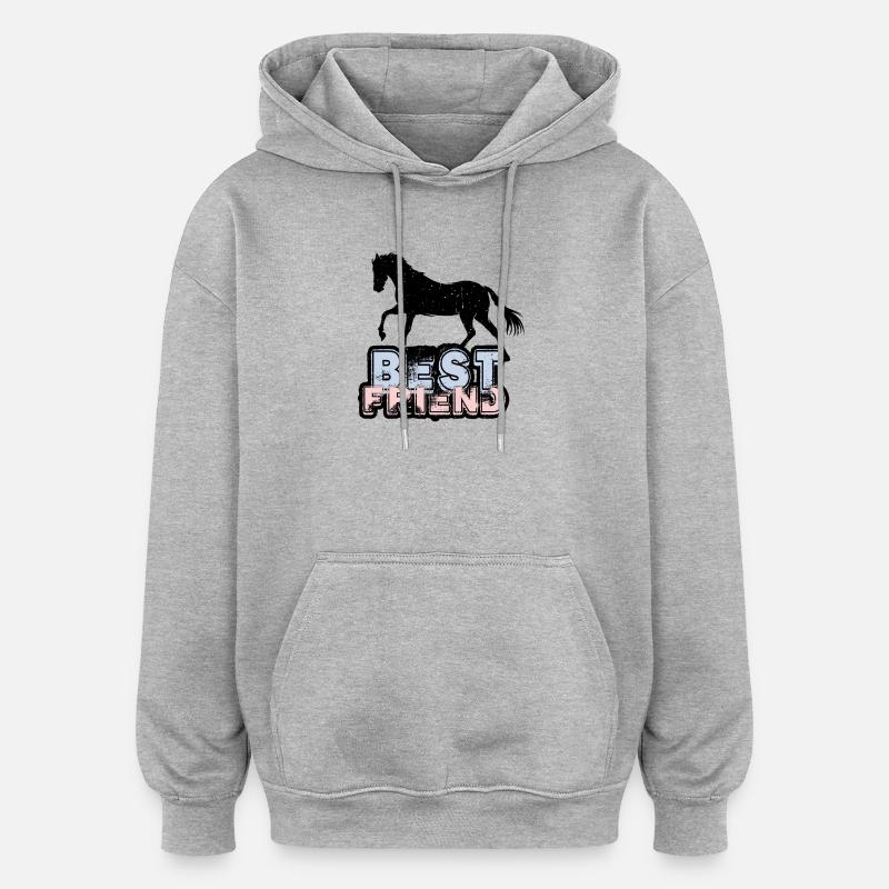 Meilleur ami Horse Pferd - Sweat à capuche oversize unisexe - gris chiné