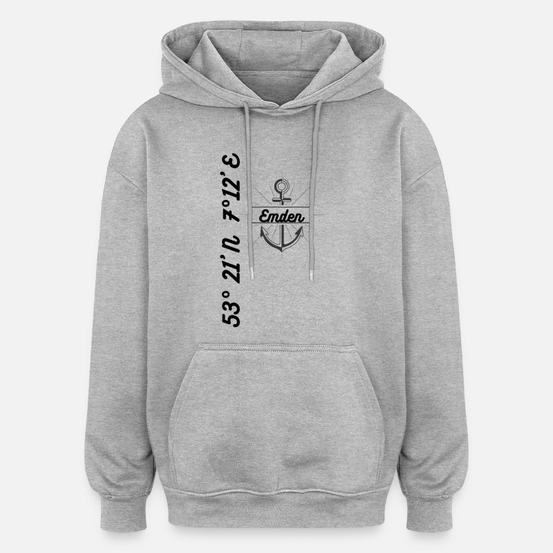 Emden coordonne le mode maritime - Sweat à capuche oversize unisexe - gris chiné