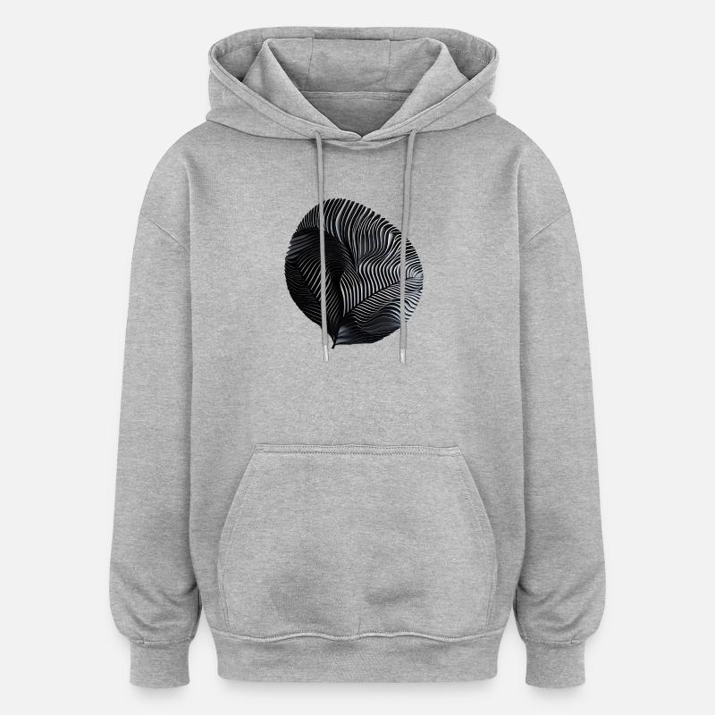 Spirale Ribée Noire et Blanche - Sweat à capuche oversize unisexe - gris chiné
