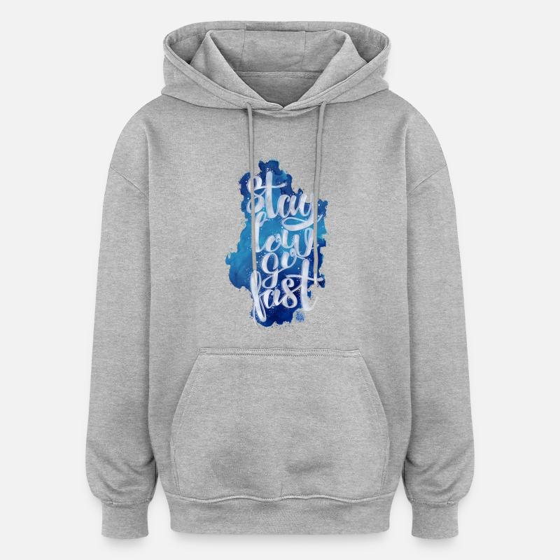 Stay low - Sweat à capuche oversize unisexe - gris chiné