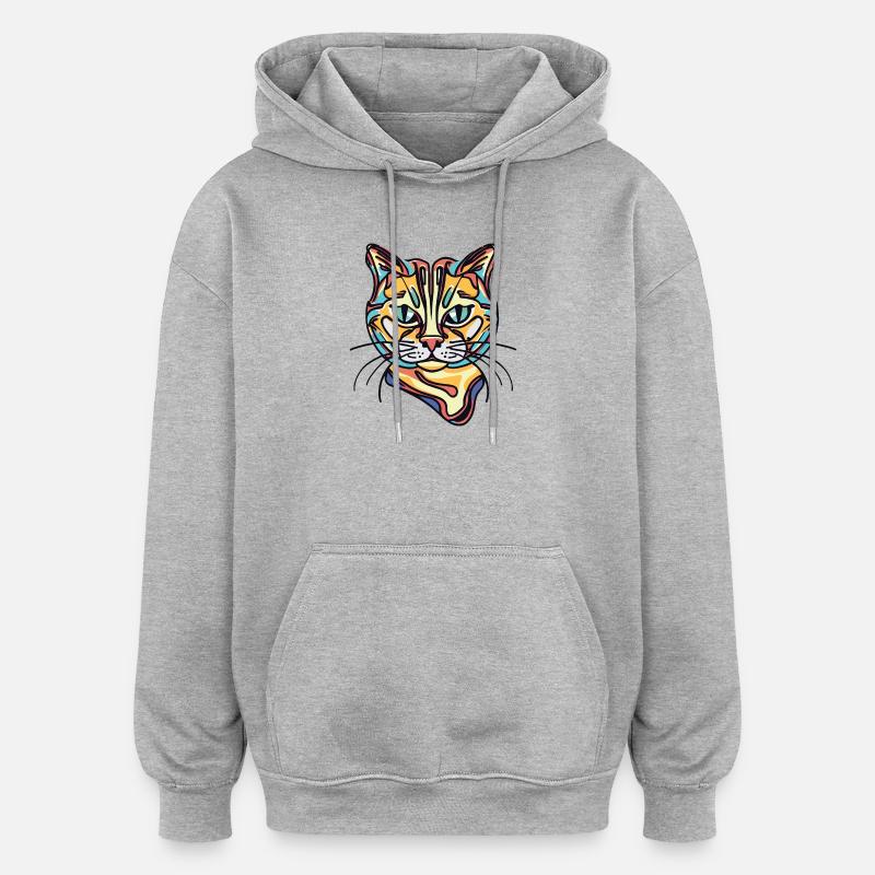 Bunte Katze - Oversized Unisex Hoodie - Grau meliert