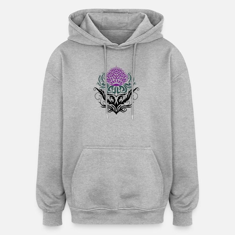 Distel lila Thistle - Oversized Unisex Hoodie - Grau meliert