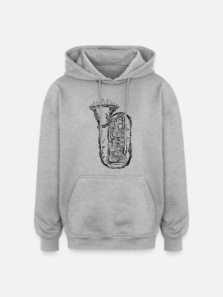 Tuba Drawing - Oversized Unisex Hoodie - heather grey
