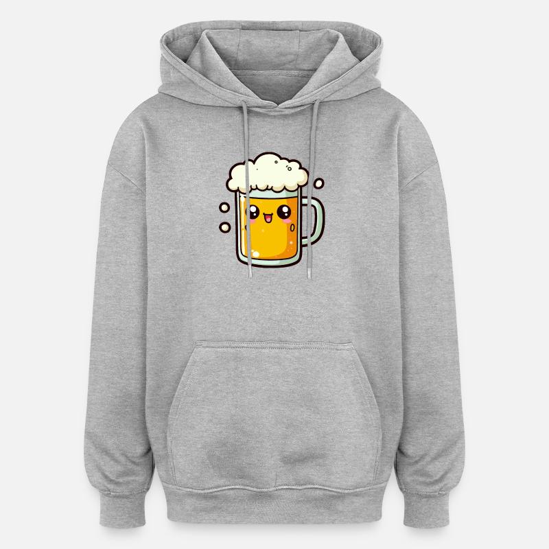 Comic Bier - Oversized Unisex Hoodie - Grau meliert