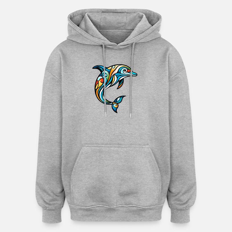 Dauphin - Sweat à capuche oversize unisexe - gris chiné