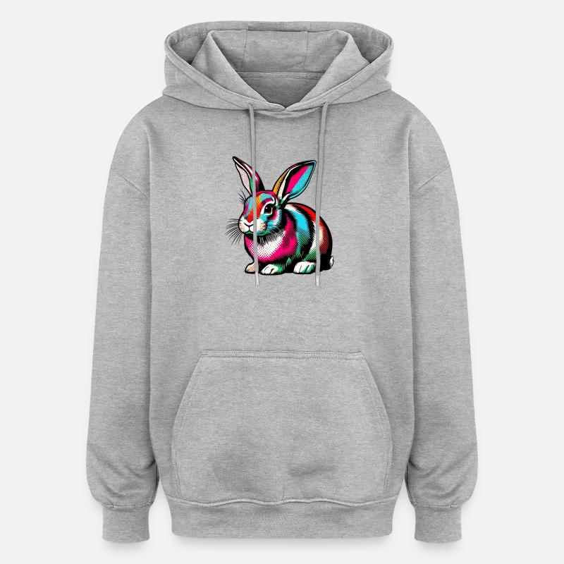 Lapin - Sweat à capuche oversize unisexe - gris chiné