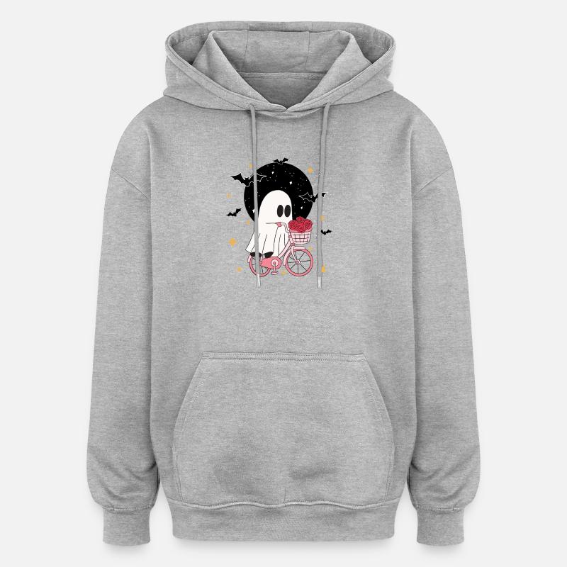 Mignon Ghost Biking Halloween - Sweat à capuche oversize unisexe - gris chiné