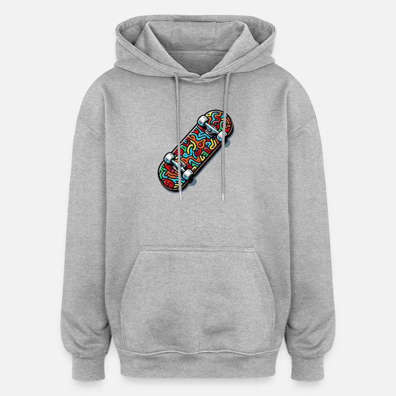 Skateboard - Sweat à capuche oversize unisexe - gris chiné