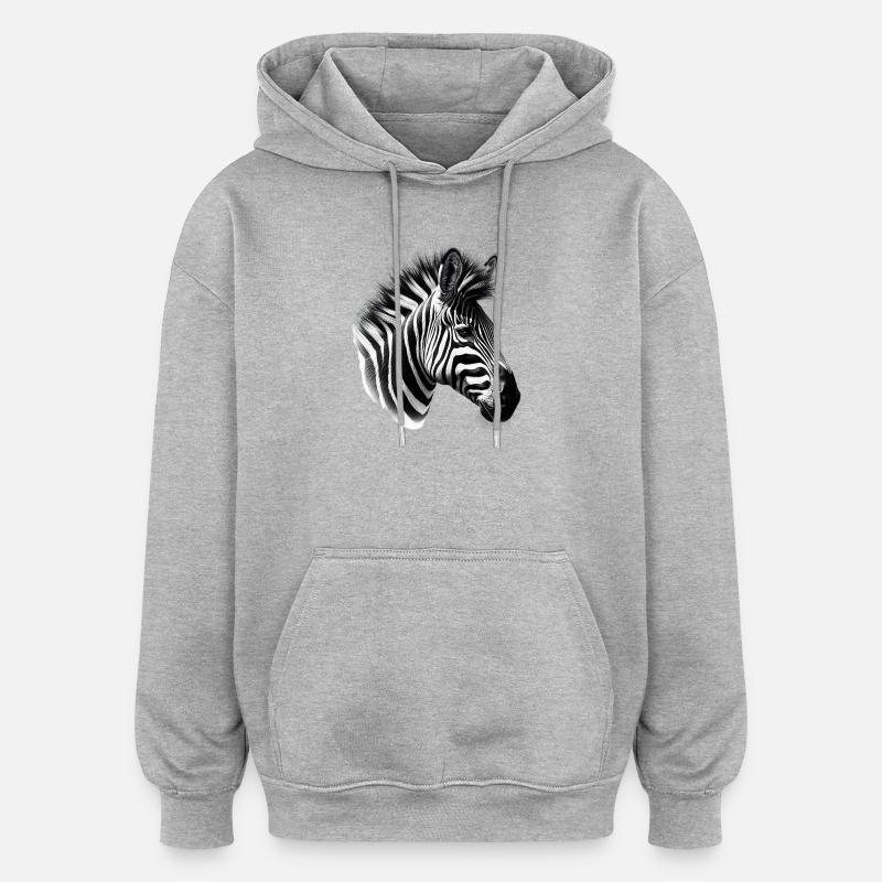 Zèbre - Sweat à capuche oversize unisexe - gris chiné