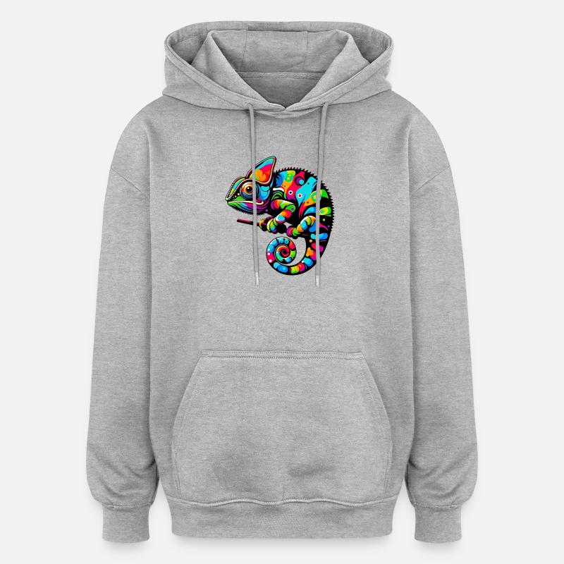 Caméléon - Sweat à capuche oversize unisexe - gris chiné