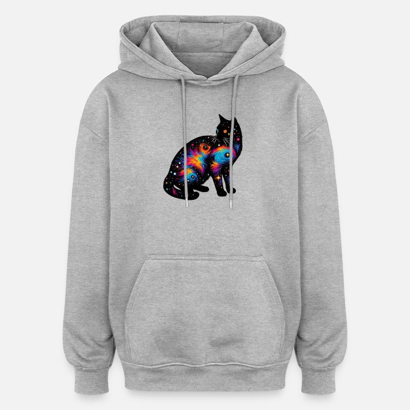 Chat - Sweat à capuche oversize unisexe - gris chiné