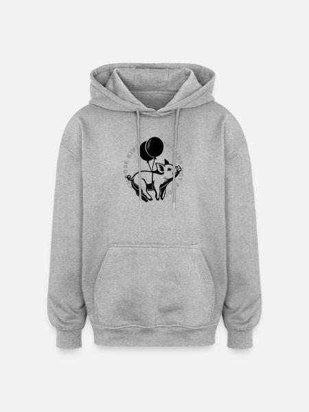 Schweine sind Freunde - Oversized Unisex Hoodie - Grau meliert