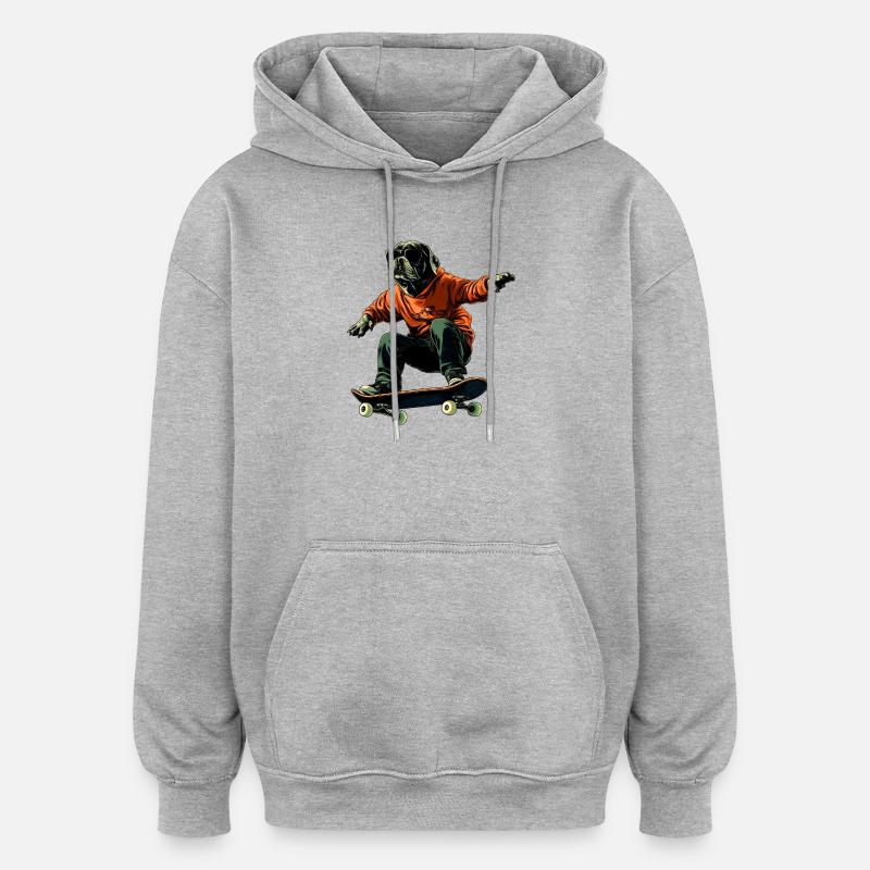 Skateboard pour chien - Sweat à capuche oversize unisexe - gris chiné