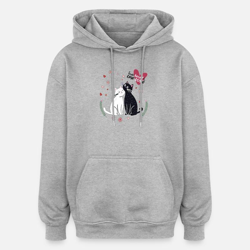 Chats joueurs avec des cœurs - Sweat à capuche oversize unisexe - gris chiné