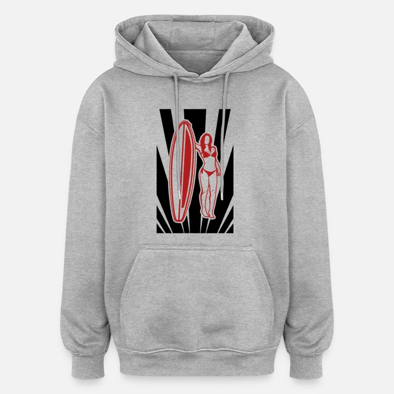 Conception du Wave Rider - Sweat à capuche oversize unisexe - gris chiné