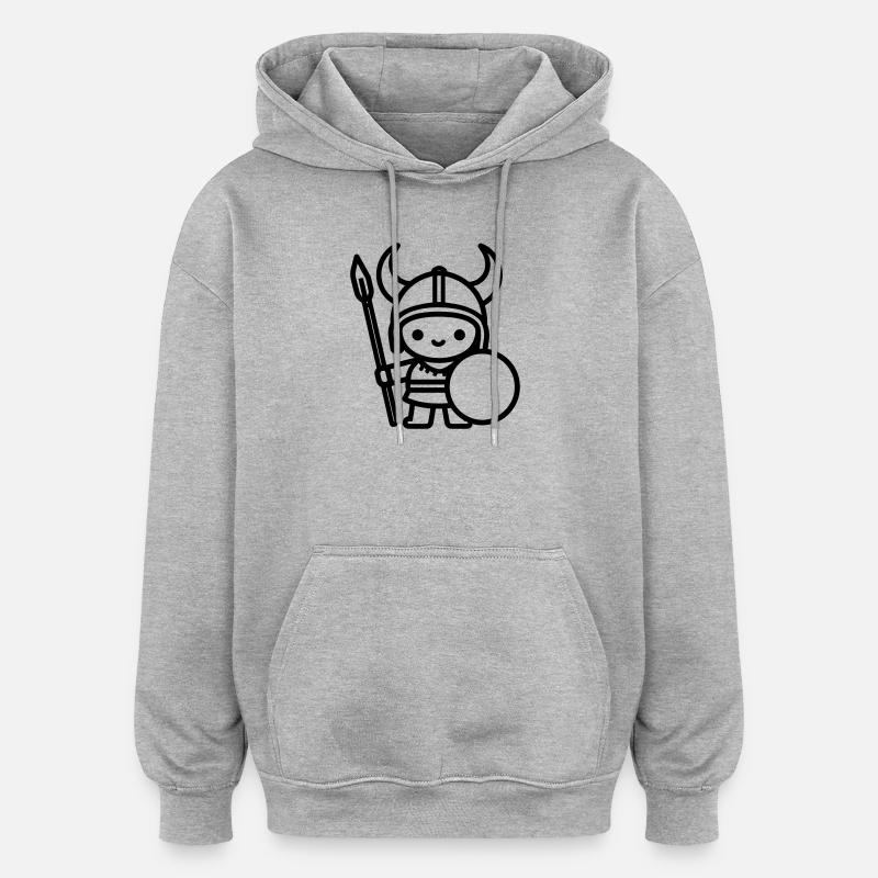 guerrier - Sweat à capuche oversize unisexe - gris chiné