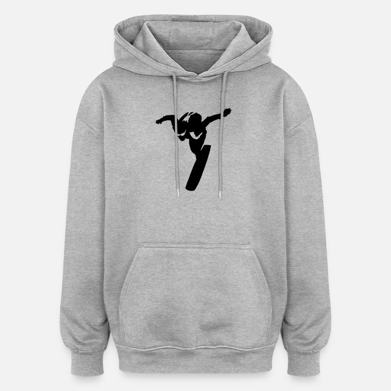 Surfer sur le ciel - Sweat à capuche oversize unisexe - gris chiné