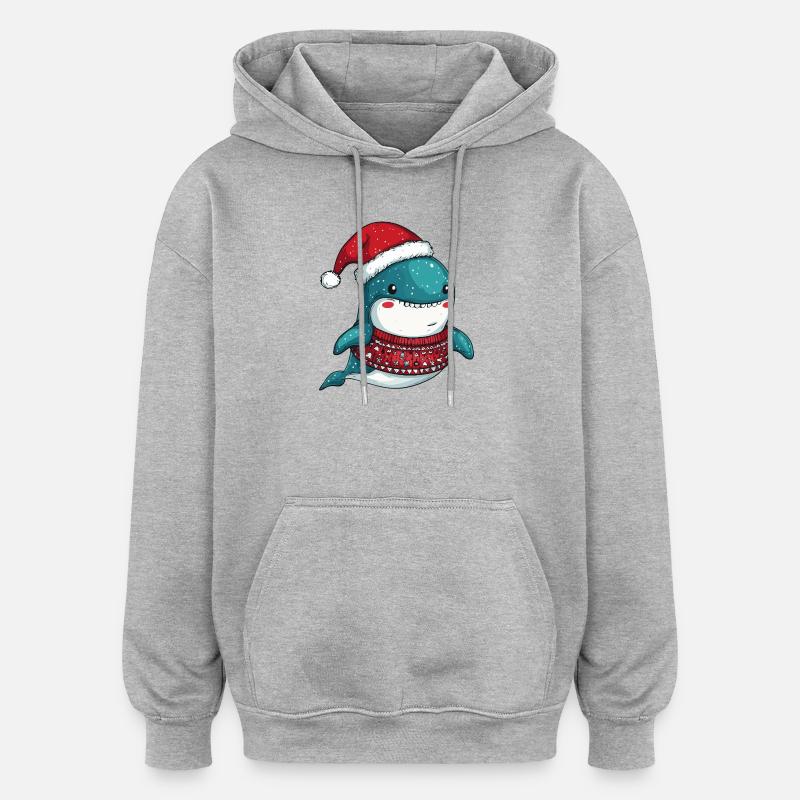 Noël baleine - Sweat à capuche oversize unisexe - gris chiné