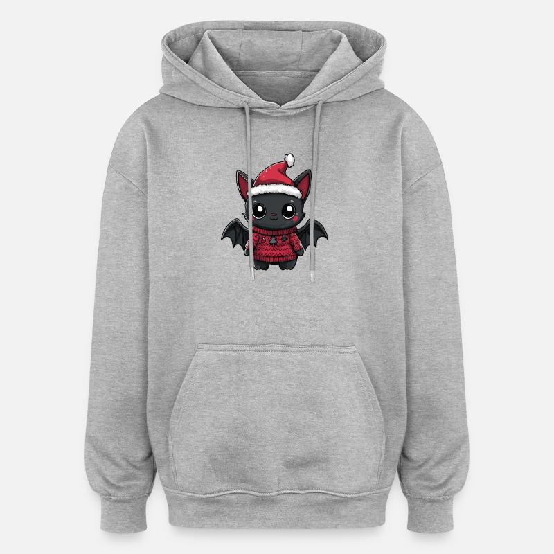 Noël de chauve-souris - Sweat à capuche oversize unisexe - gris chiné