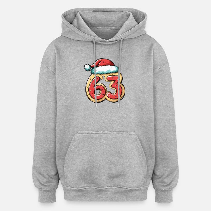 63 Numéro Biscuit Noël - Sweat à capuche oversize unisexe - gris chiné