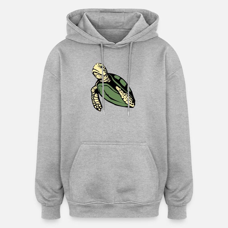 Tortue Tortues - Sweat à capuche oversize unisexe - gris chiné