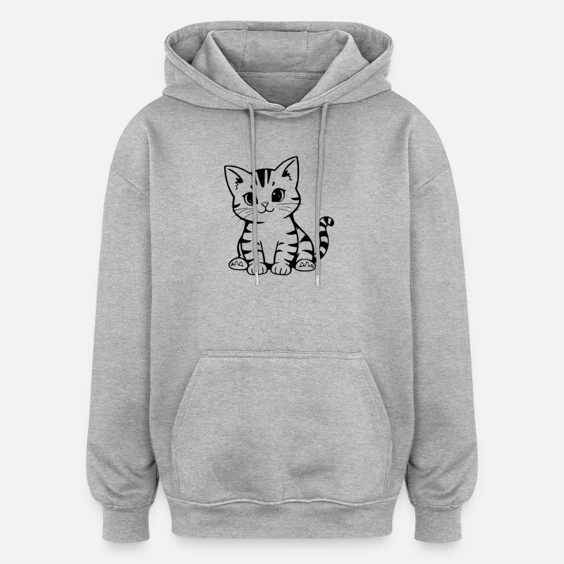 Cadeau de Noël Chat chaton Chat - Sweat à capuche oversize unisexe - gris chiné