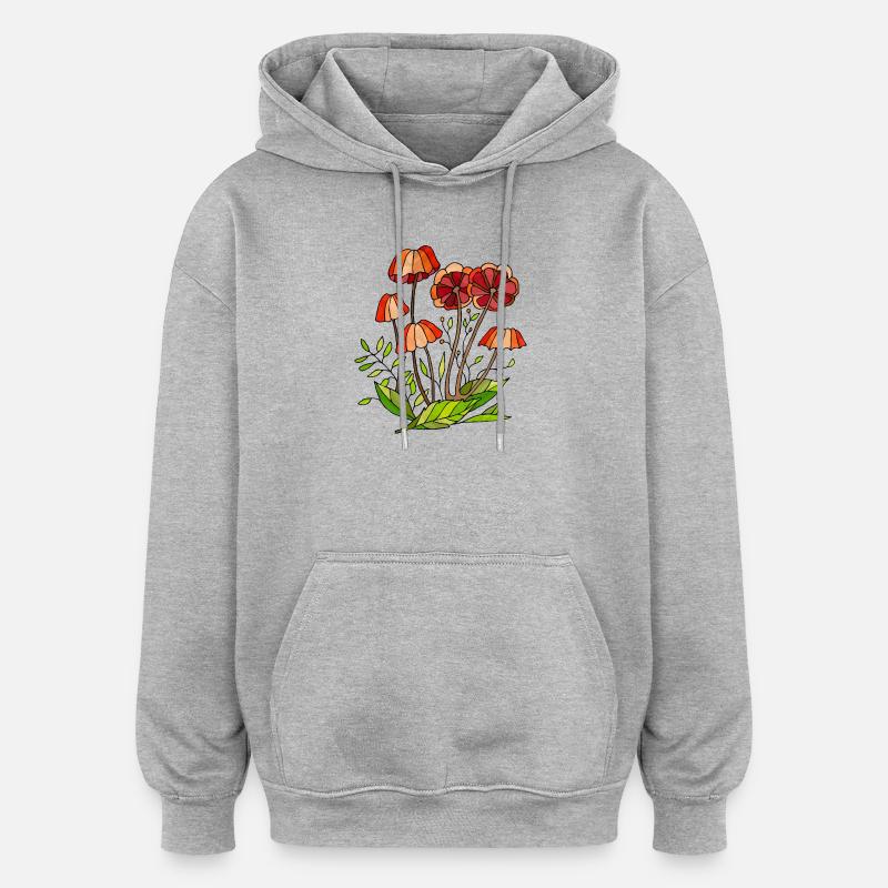 Fleur - Sweat à capuche oversize unisexe - gris chiné